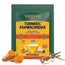 VAHDAM - Organic Turmeric Tea with Ashwagandha - 50 units free ship