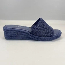 The Sak Brynna Sandals Womens Size 8 Navy Blue Wedge Platform Slide Espadrilles