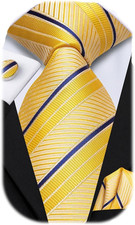 Mens Paisley Striped Tie and Handkerchief Cufflinks Tie Set for Men Wedding Busi