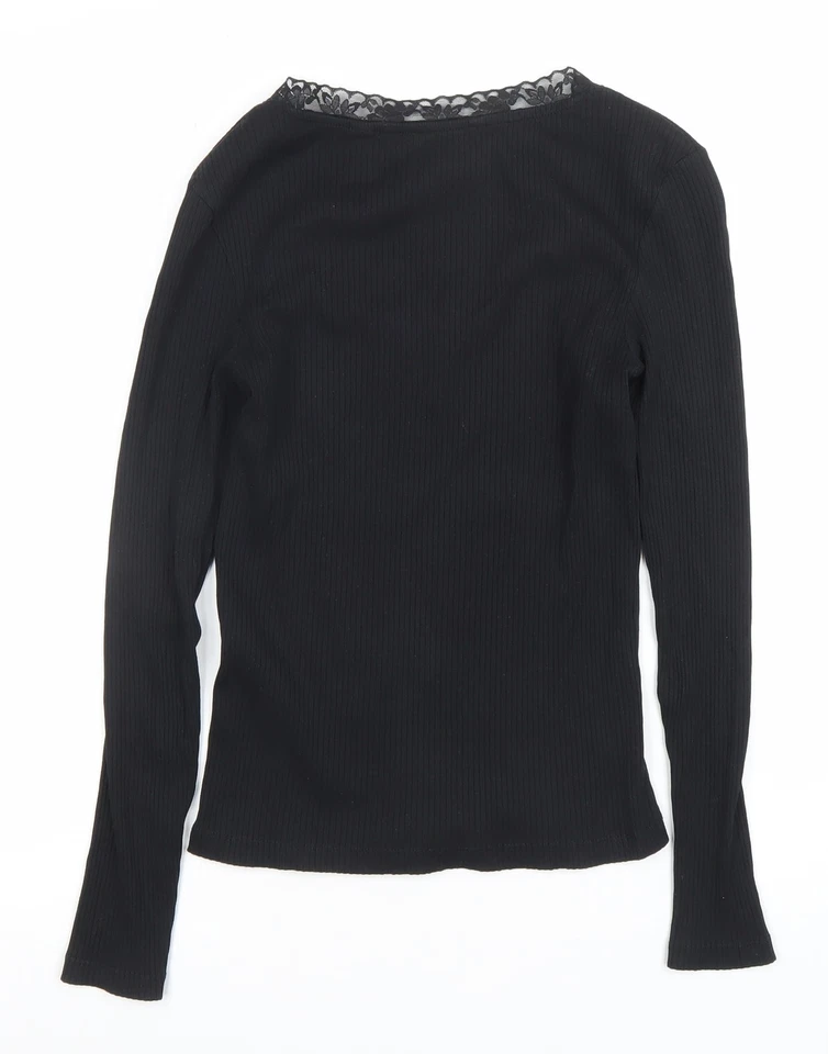 Vero Moda Women's Black Lace V-Neck Long Sleeve Stretch Top Size S - Image 3 of 4