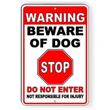 Warning sign beware of dog stop do not enter metal sign 3 sizes sbd037