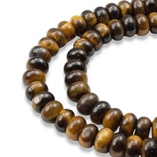 Tiger's Eye Beads, Rondelle 5mm x 8mm, Golden Brown Gemstone Strand, 78Pcs
