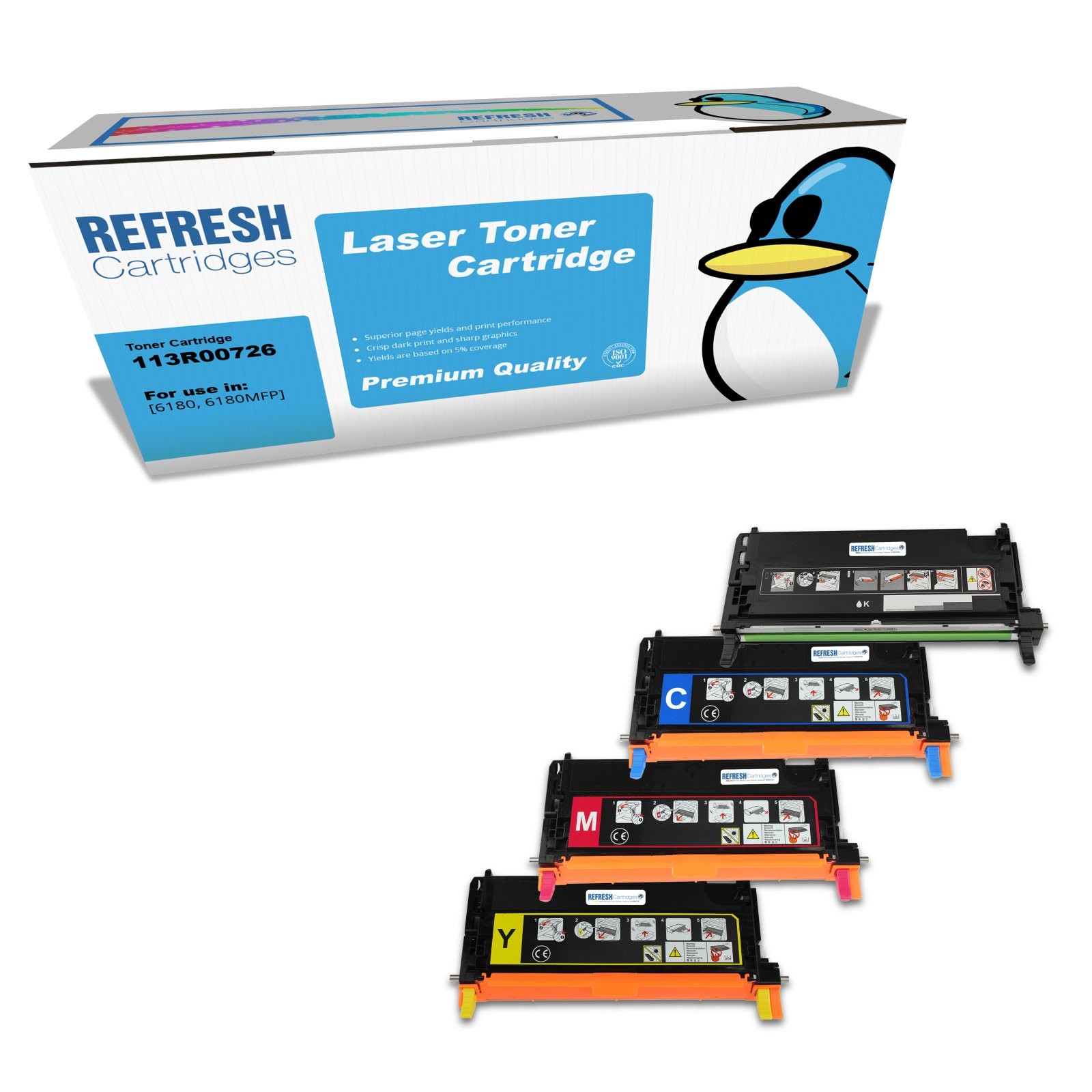 Refresh Cartridges Full Set Value Pack Toners Compatible With Xerox Phaser 6180