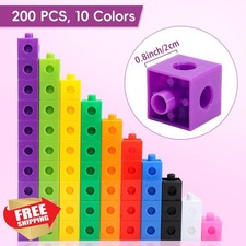 HSDAV 200pc Math Linking Cubes 10 Colors Connecting Counting Blocks