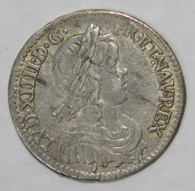 FRANCE 1659 1/12 ECU KING LOUIS XIV COLONIAL SILVER WORLD COIN 🌈⭐🌈