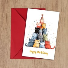CAT LOVERS HAPPY BIRTHDAY -BLANK CARD  ENVELOPE