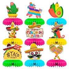 9 Pieces Cinco de Mayo Festival Honeycomb Centerpieces Table Decor, Mexican F...