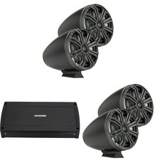 Kicker 8" Black Flat-Mount KMFC8 LED Marine Speakers 2-Pair with 800 Watt Mar...