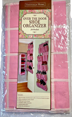 SHEFFIELD HOME OVER THE DOOR SHOE ORGANIZER 20 POCKET PINK FABRIC NIP