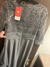 Mother Of The bride Dark Grey Lace Empire Waist Floor Length Dress