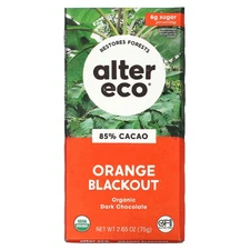Organic Dark Chocolate Bar, Orange Blackout, 85% Cacao, 2.65 oz (75 g)