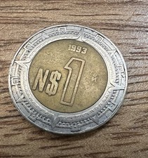 1 Un Nuevo Peso 1993 Mexico Coin Bimetallic - Vintage Mexican Coin