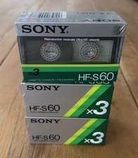 3x Sony HF-S 60 TYPE I (3 Pack) BLANK CASSETTE  TAPE OVP Rare Neu