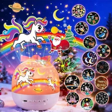 Crown Projector Lamp 15 Films Machine for Kids Night Light Projector 360 °Rotate