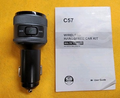 C57 Bluetooth Car Kit Wireless Hands Free FM Transmitter QC3.0 Charger
