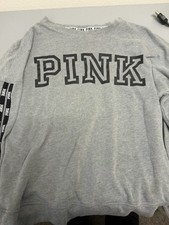 PINK Victoria's Secret Women's Pullover Sweatshirt Gray Logo Size S