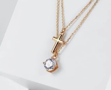 Jeweled Cross Necklace for Womens