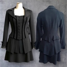 CACHE Annie Reva Black Corset Jacket + Skirt Size 4 Steampunk Gothic Victorian