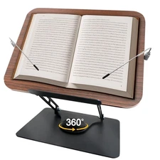 Book Stand For Reading Adjustable Holder 360 Rotating Bases Hands Free