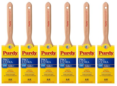 Genuine Purdy 6 Pack Pro-Extra Elasco Flat 2-1/2'' Paint Brushes 144100725-6PK