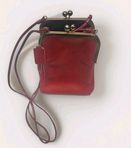 VTG 1960s Bonnie Cashin for Coach Red Leather Double Entry Swinger Bag Kisslock
