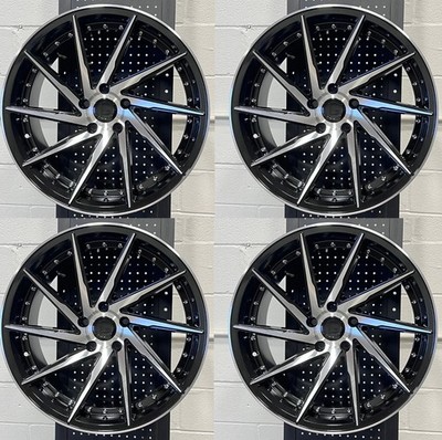17'' Wheels 5x114.3 +35 CB73.1 Black Machined Lip 17x8.5 Voss Style Rims Set 4