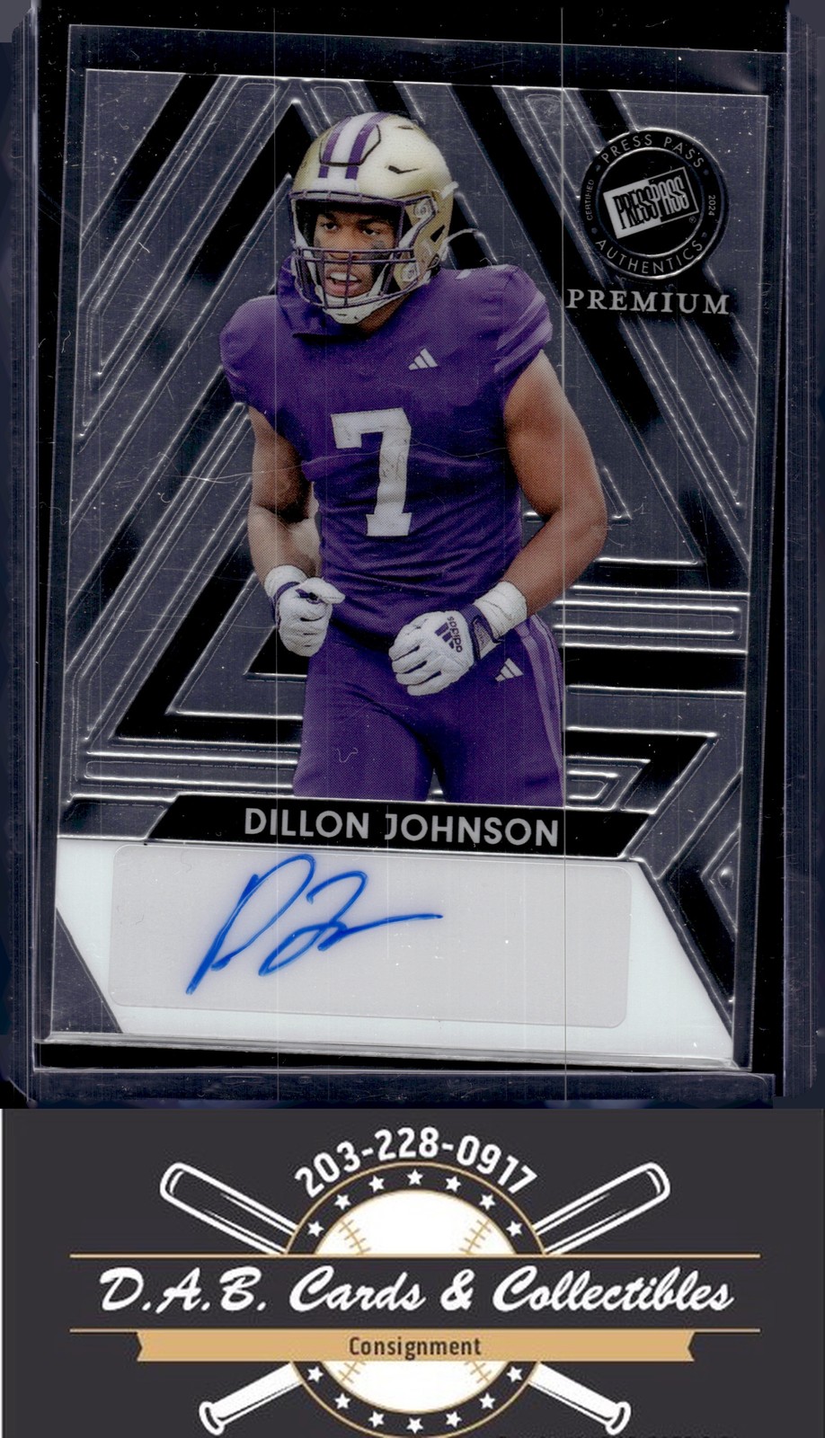 2024 Press Pass Premium #BA-DJ1 Dillon Johnson Auto #/99 Washington