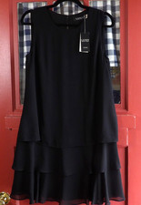 Black Label Lauren Ralph Lauren Black Sleeveless Tiered Mini Dress Size 6 NWT