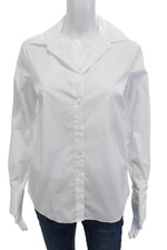 Veronica Beard Womens Basic White Collared Long Sleeve Button Up Top Size 2