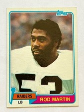 1981 Topps Rod Martin # 487 Oakland Raiders Rookie Card EXMT/NRMT!