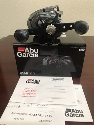 ABU GARCIA MAX4-LP-60 LARGE BAIT CASTING FISHING REEL 5BB RIGHT HAND 12LB/295YDS