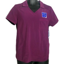 SCRUBSTAR Scrub Top Burgundy Polo Collar Women's Size Small New NWTS