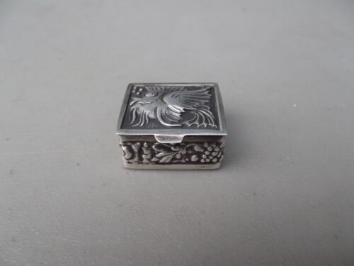 Antique Solid Silver Punch Punch Box 925 Weedfish Red Fish - Picture 1 of 12