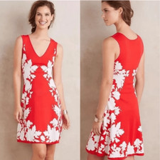 Yoana Baraschi Petaluma Fit & Flare Floral Sweater Knit Dress S Petite Red Ivory