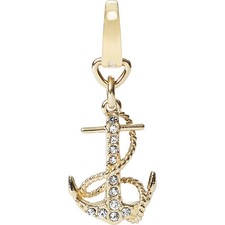 NEW FOSSIL ANTIQUE GOLD TONE,S/STEEL,SHIP ANCHOR,ROPE,CRYSTAL,CHARM -JF02338710