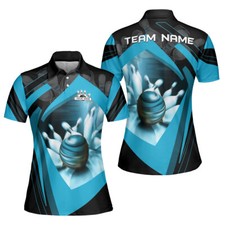 Custom Bowling Polo Shirts for Women Customized Funny Bowling Short Sleeve Polo
