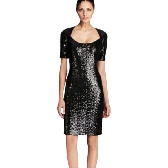black sequin dress size 6 Crown and Ivy Black Sequin Dress Size S No Belt Lined, Party, Cocktail, Formal