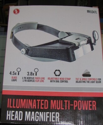 Illuminated Multi Power Head Magnifier, SE CO., MH1047L, 1.25'' GLASS LOUPE
