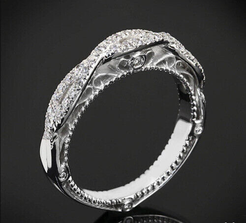 2 CT Round Cut Simulated Diamond Eternity Band Ring 14K White Gold Over ...