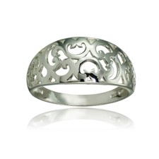 Sterling Silver High Polished Filigree Ring, Size 7