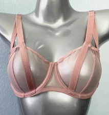 Victoria's Secret Nwt Very Sexy Sheer Banded Strappy Pink Unlined Balconet Bra