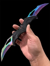 Zombie Skull Tactical Dual Blade Bat Spring Assisted Open Folding Pocket Knife R