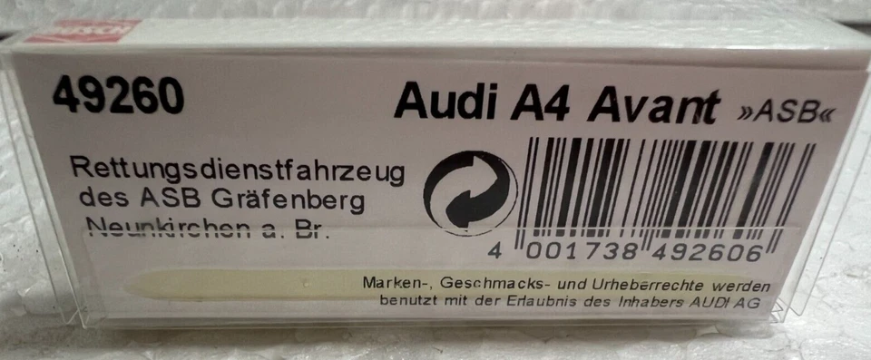 Busch 49260 H0 Audi A4 Avant ASB Servizio Di Emergenza NUOVO In OVP - Immagine 3 di 3