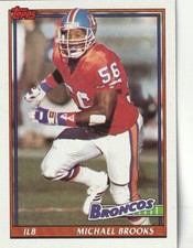 FREE SHIPPING-MINT-1991 Topps Michael Brooks #559 BRONCOS PLUS BONUS CARDS