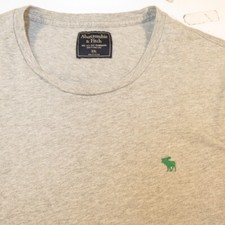 ABERCROMBIE  FITCH A F TEE T SHIRT Mens XXL 2XL Gray w/ Green Moose