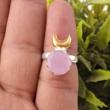 Rose Chalcedony Gemstone 925 Sterling Silver Ring Handmade Jewelry Ring For Gift