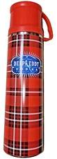 Deep Eddy Vodka Logo Red Plaid Dbl Wall Thermos Stainless Hot Cold 16oz 9.5 Tall