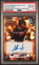 DILLIN HEAD 2023 BOWMAN DRAFT SAPPHIRE SELECTIONS ORANGE AUTO PSA GEM MINT 10
