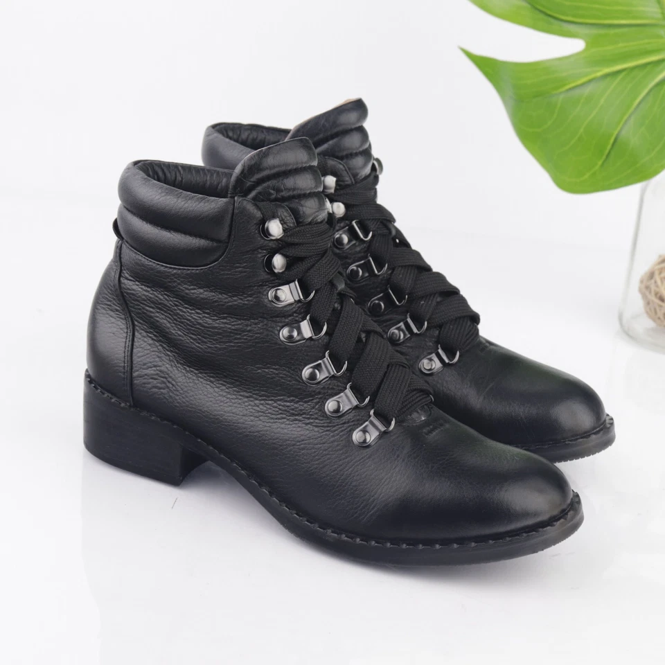 Gentle Souls Women's Brooklyn Boot Size 8 Lace Up Combat Bootie Black Leather - Image 2 of 4