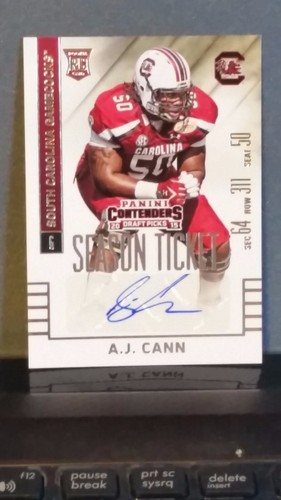 2015 Contenders Draft Picks A.J. Cann Autograph Season Ticket Jacksonville Jags - Afbeelding 1 van 2